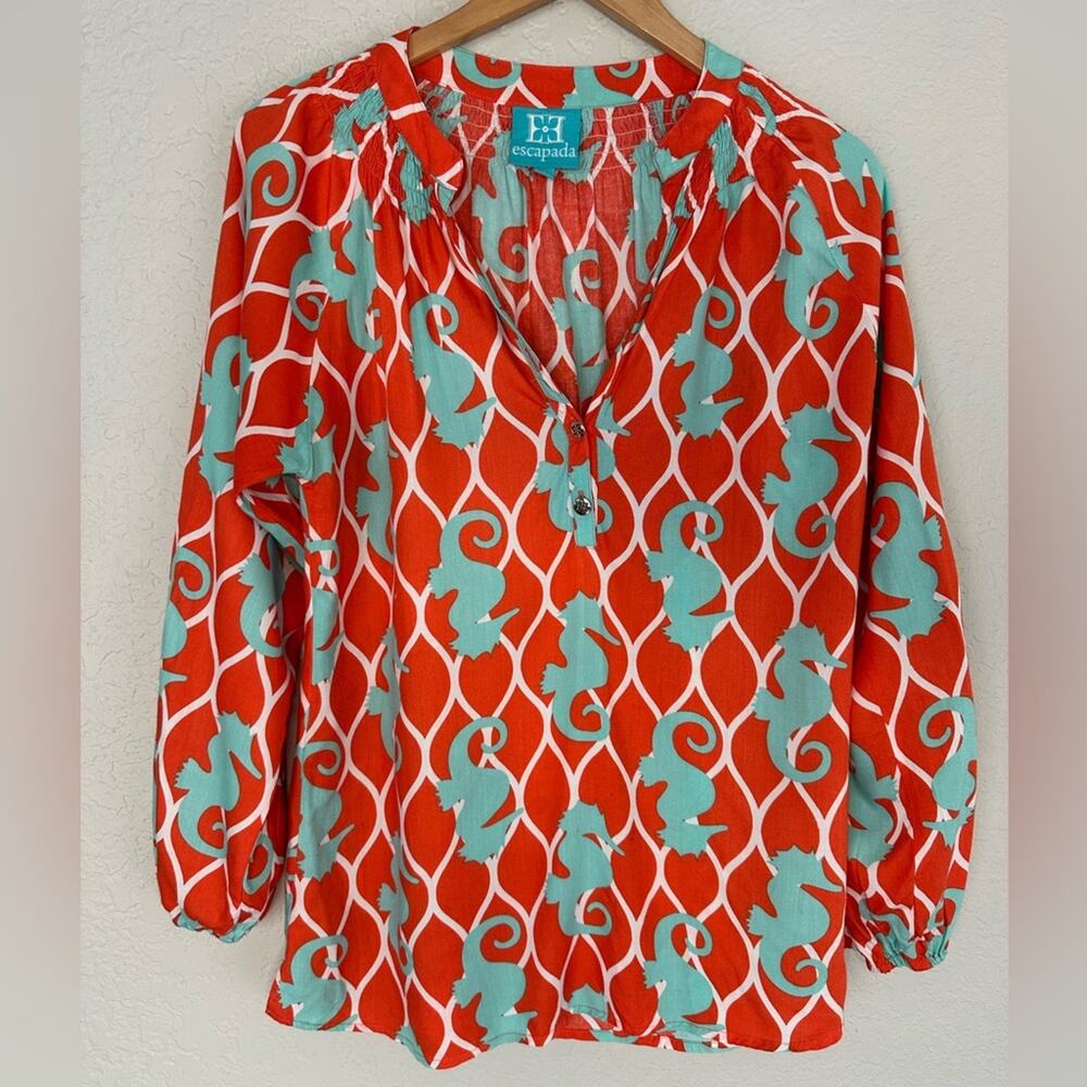 Escapada Seahorse Tunic Top Coastal Resortwear Vacation Beach Rayon Cruise